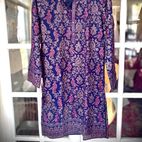 NWT Men’s Indian Wedding Sherwani Embroidered Navy Blue & Purples Size 40 - Picture 6 of 7